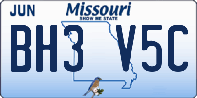 MO license plate BH3V5C
