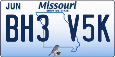 MO license plate BH3V5K