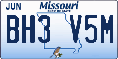 MO license plate BH3V5M