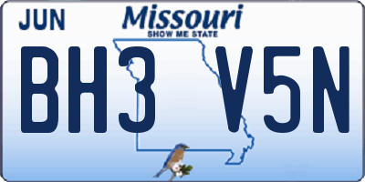 MO license plate BH3V5N