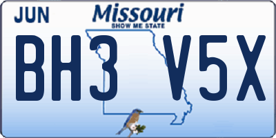 MO license plate BH3V5X