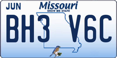 MO license plate BH3V6C
