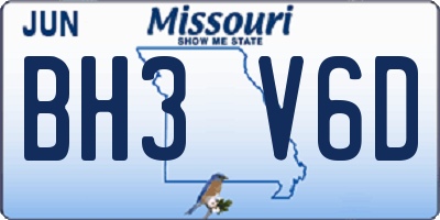 MO license plate BH3V6D