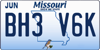 MO license plate BH3V6K
