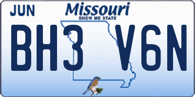 MO license plate BH3V6N
