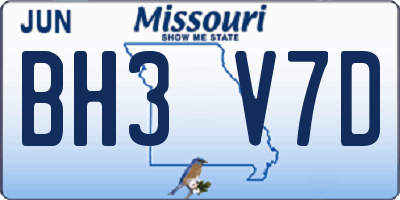 MO license plate BH3V7D