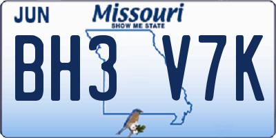 MO license plate BH3V7K