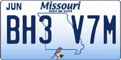 MO license plate BH3V7M