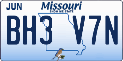 MO license plate BH3V7N
