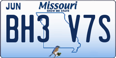 MO license plate BH3V7S