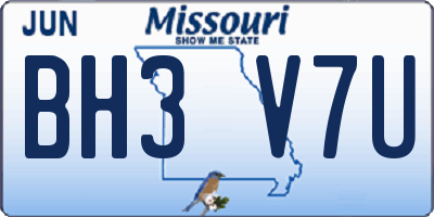 MO license plate BH3V7U
