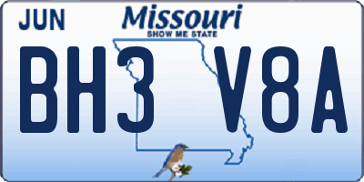 MO license plate BH3V8A