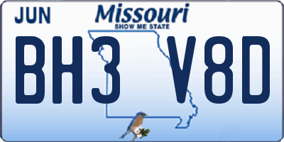 MO license plate BH3V8D