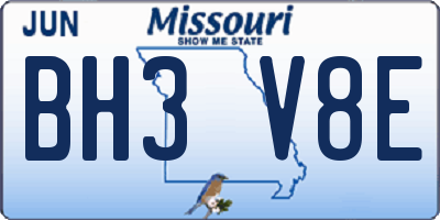 MO license plate BH3V8E