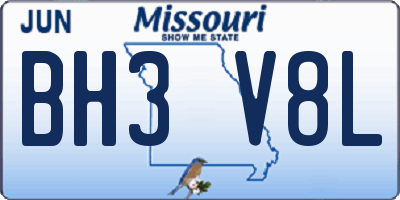 MO license plate BH3V8L
