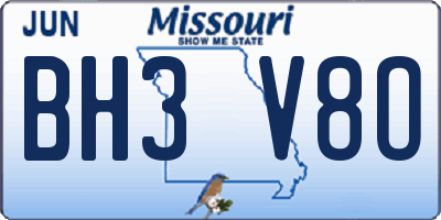 MO license plate BH3V8O