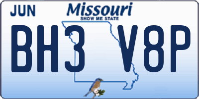 MO license plate BH3V8P