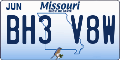 MO license plate BH3V8W