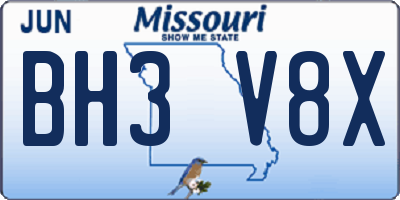 MO license plate BH3V8X