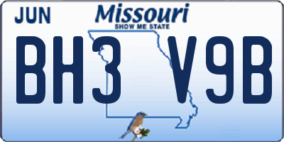 MO license plate BH3V9B