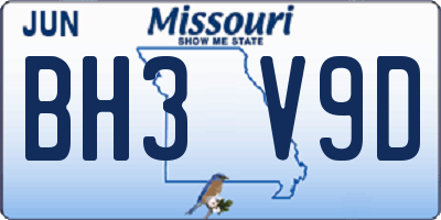 MO license plate BH3V9D