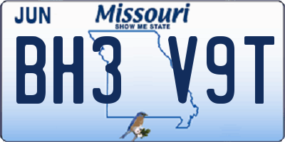 MO license plate BH3V9T