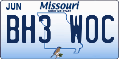 MO license plate BH3W0C