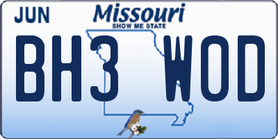 MO license plate BH3W0D