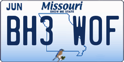 MO license plate BH3W0F
