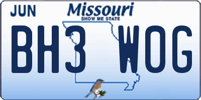 MO license plate BH3W0G