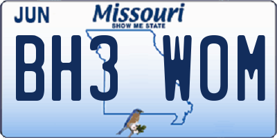 MO license plate BH3W0M