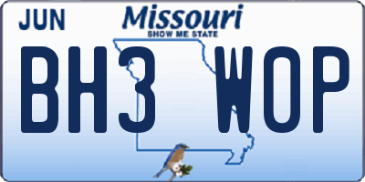 MO license plate BH3W0P