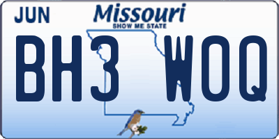 MO license plate BH3W0Q