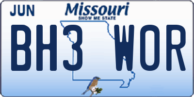MO license plate BH3W0R