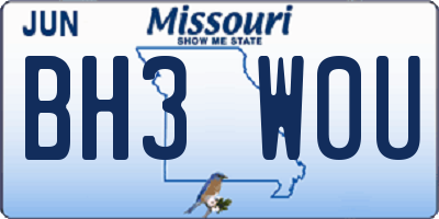 MO license plate BH3W0U