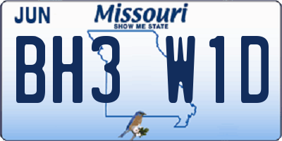 MO license plate BH3W1D