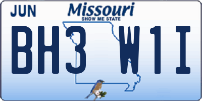 MO license plate BH3W1I