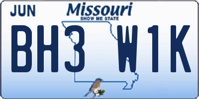 MO license plate BH3W1K