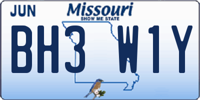 MO license plate BH3W1Y