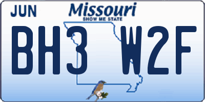 MO license plate BH3W2F