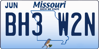MO license plate BH3W2N