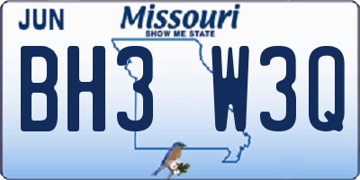 MO license plate BH3W3Q