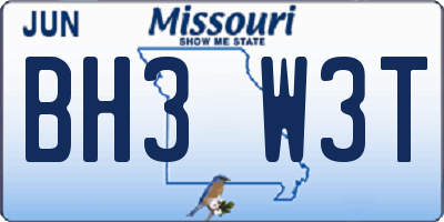 MO license plate BH3W3T