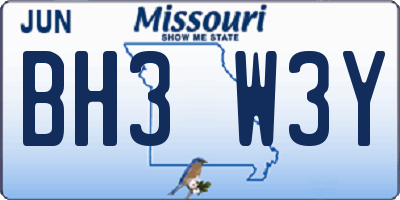 MO license plate BH3W3Y