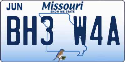 MO license plate BH3W4A