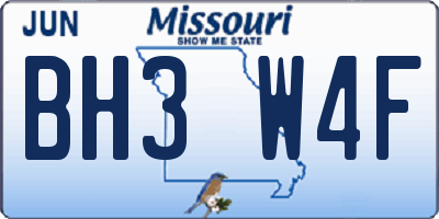 MO license plate BH3W4F