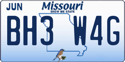 MO license plate BH3W4G