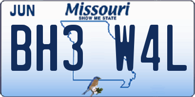 MO license plate BH3W4L