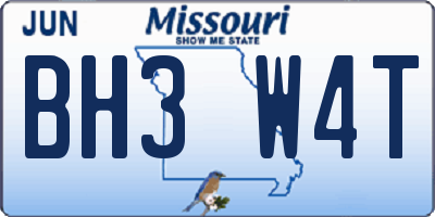 MO license plate BH3W4T