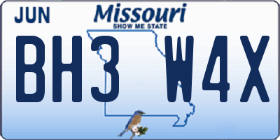 MO license plate BH3W4X